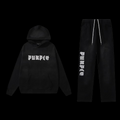 Purple Brand Hoodie Set Black