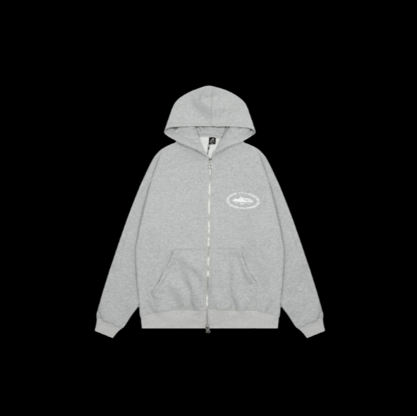 Corteiz Island Puff Print Zip Hoodie Set Grey